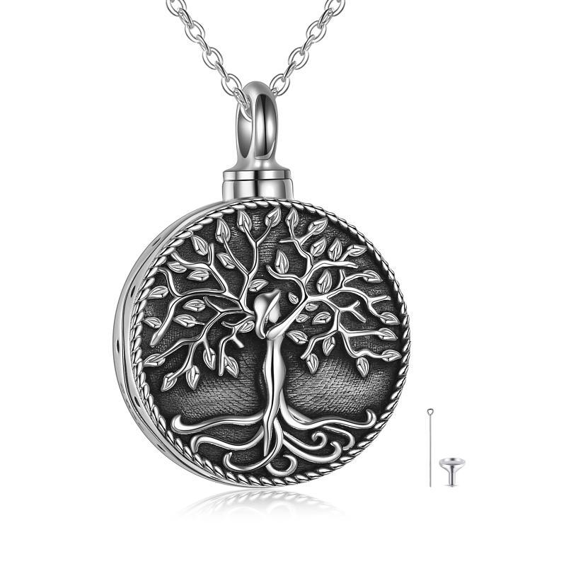 Tree of Life Urn Cremation Jewelry Necklace for Ashes in Sterling Silver Retro LadyShow.Store