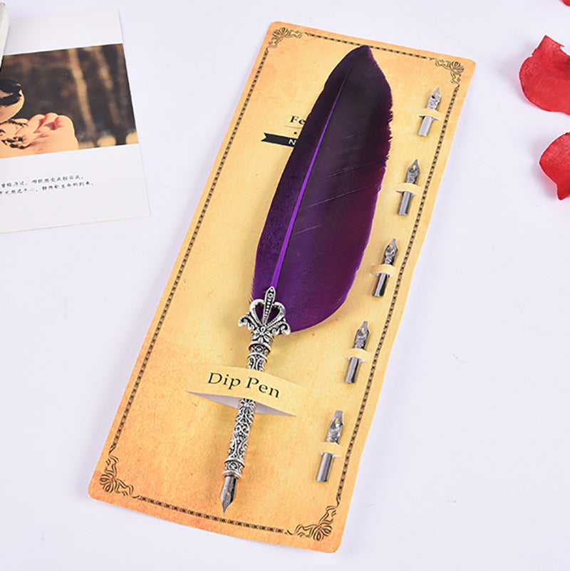 Creative Retro Turkey Feather Pen Teacher's Day Gift CJD