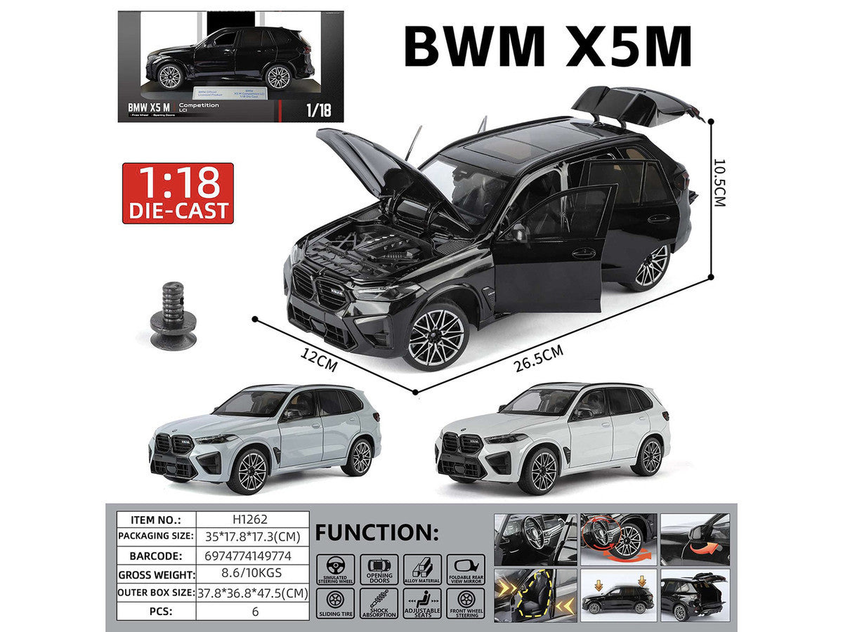 BMW X5 M Competition LCI White Metallic with Moonroof 1/18 Diecast Model Car by Heimanba Heimanba