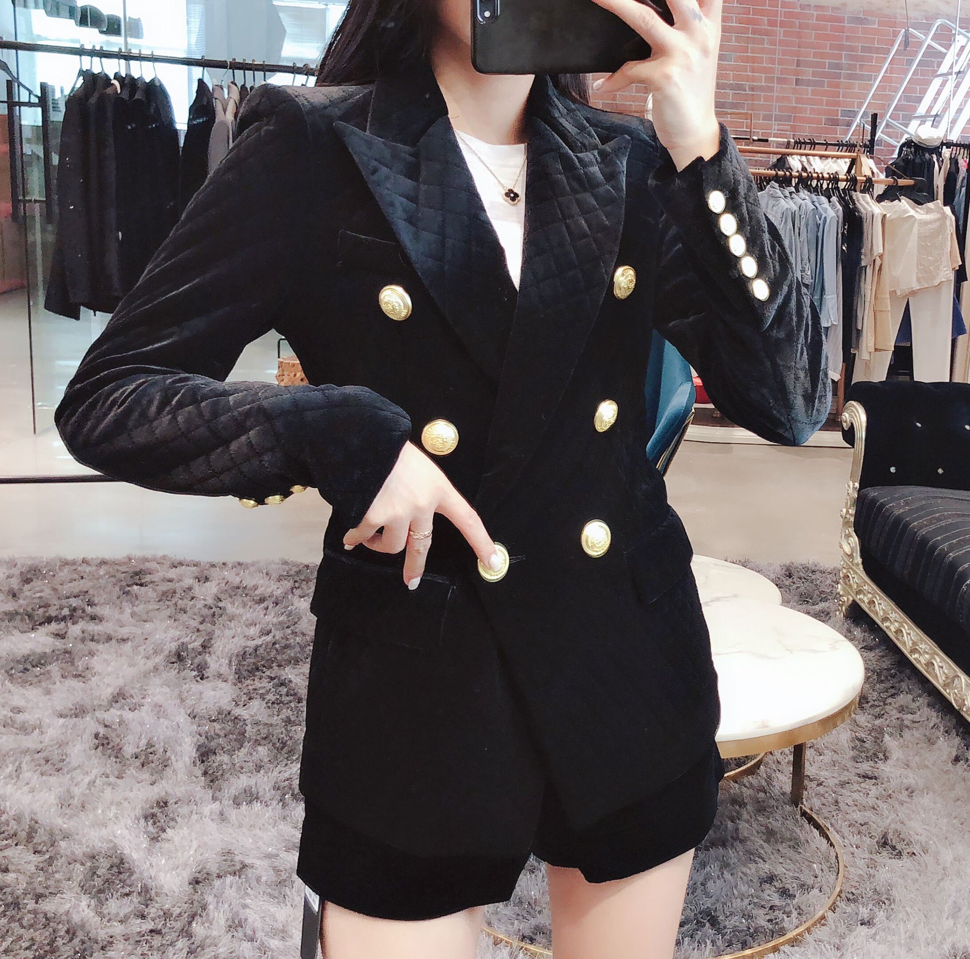 Velvet diamond retro small suit women LadyShow.Store