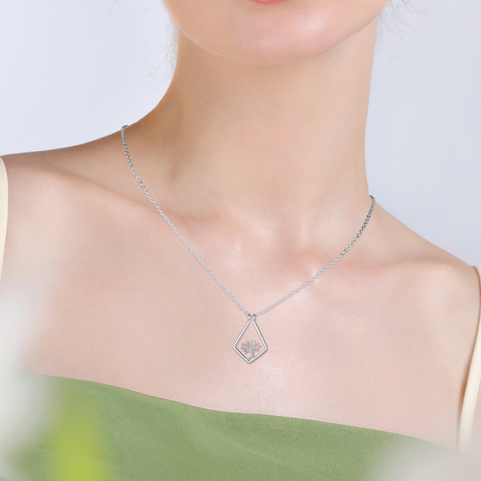 Tree of Life Ring Holder Pendant Necklace in 925 Sterling Silver LadyShow.Store