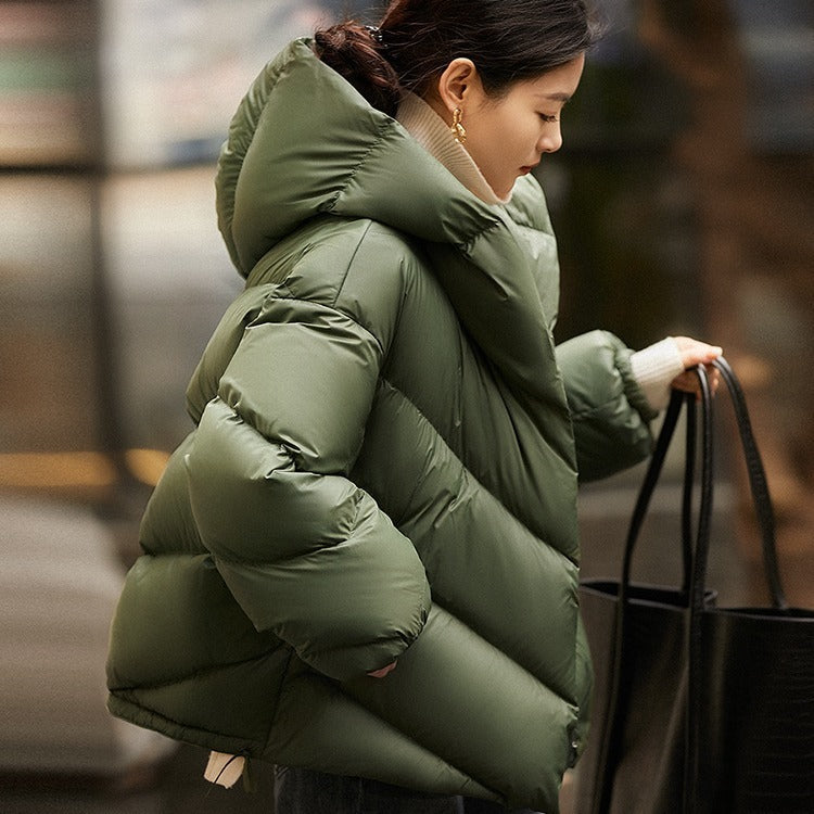 Hooded Small Puffer Jacket Coat LadyShow.Store