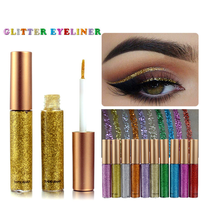 HANDAIYAN Brand 1 Pcs Glitter Liquid Eyeliner Pen 10 Colors Metallic Shine Eye Shadow & Liner Combination Pencil Eyes Makeup CJD