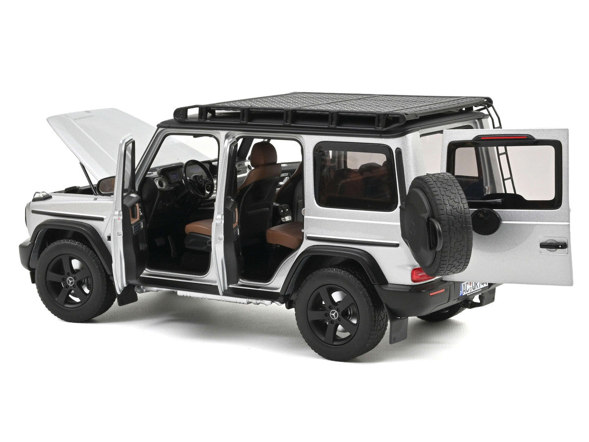 2024 Mercedes-Benz G-Class Professional Iridium Silver Metallic with Black Top and Roof Rack 1/18 Diecast Model Car by Norev Norev