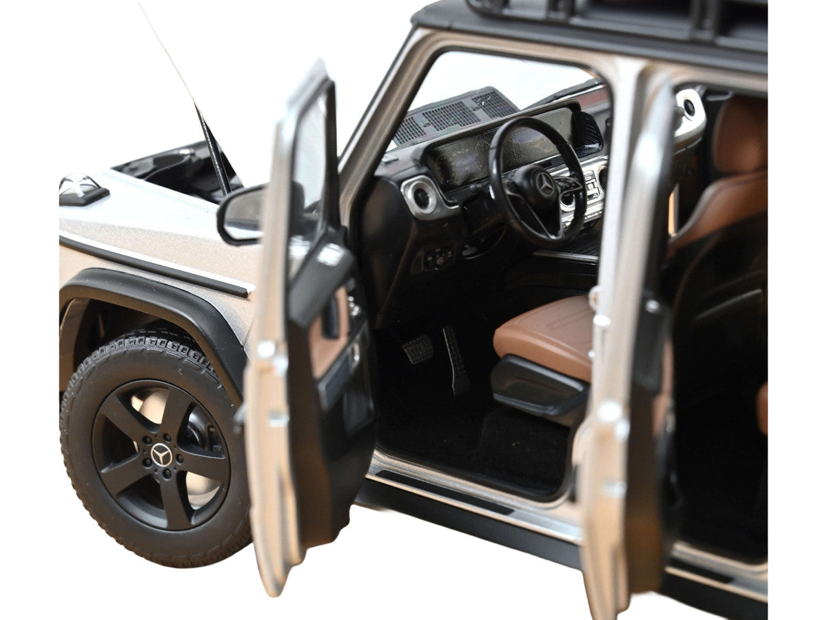 2024 Mercedes-Benz G-Class Professional Iridium Silver Metallic with Black Top and Roof Rack 1/18 Diecast Model Car by Norev Norev