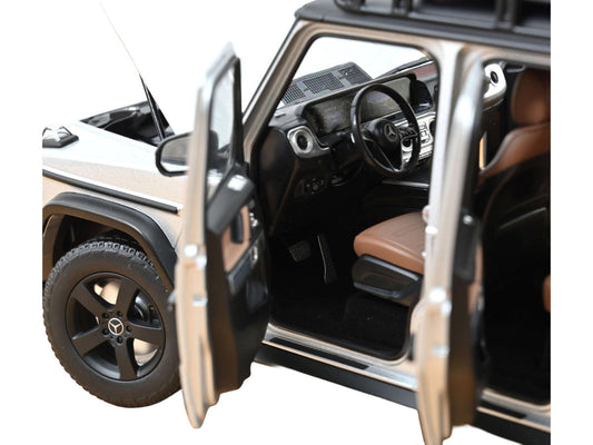 2024 Mercedes-Benz G-Class Professional Iridium Silver Metallic with Black Top and Roof Rack 1/18 Diecast Model Car by Norev Norev