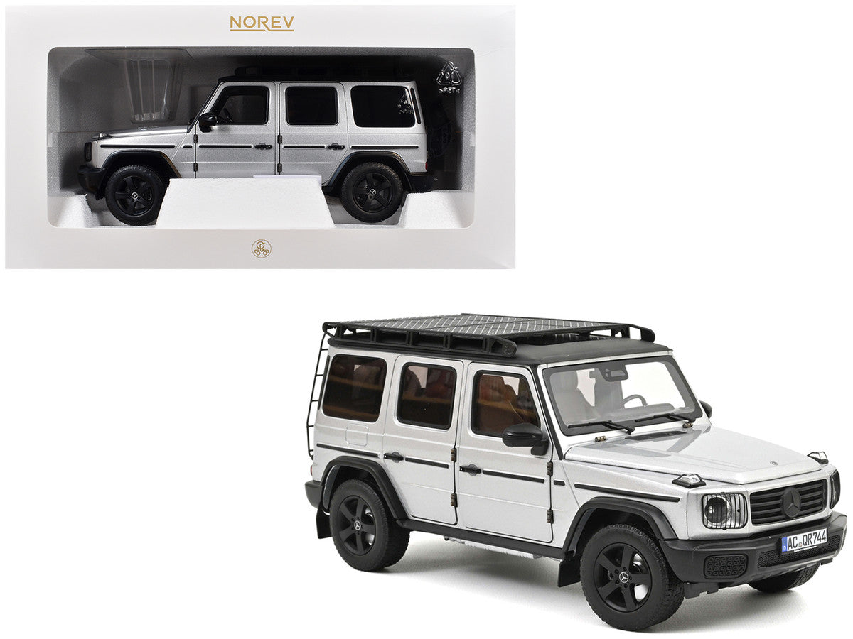 2024 Mercedes-Benz G-Class Professional Iridium Silver Metallic with Black Top and Roof Rack 1/18 Diecast Model Car by Norev Norev