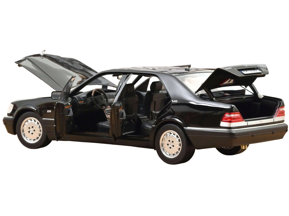 1997 Mercedes-Benz S600 Obsidian Black Metallic 1/18 Diecast Model Car by Norev-2