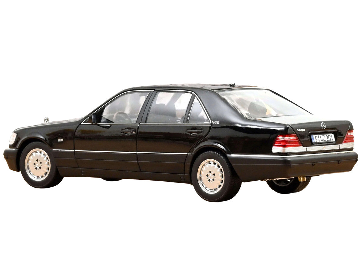 1997 Mercedes-Benz S600 Obsidian Black Metallic 1/18 Diecast Model Car by Norev-0