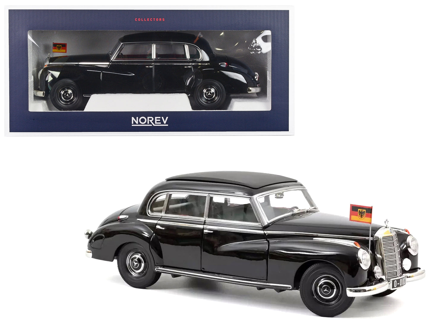 1955 Mercedes-Benz 300 Black "German Chancellor Konrad Adenauer" 1/18 Diecast Model Car by Norev