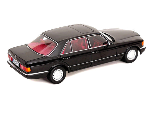1991 Mercedes-Benz 560 SEL Type W126 Black with Red Interior 1/18 Diecast Model Car by Norev Norev
