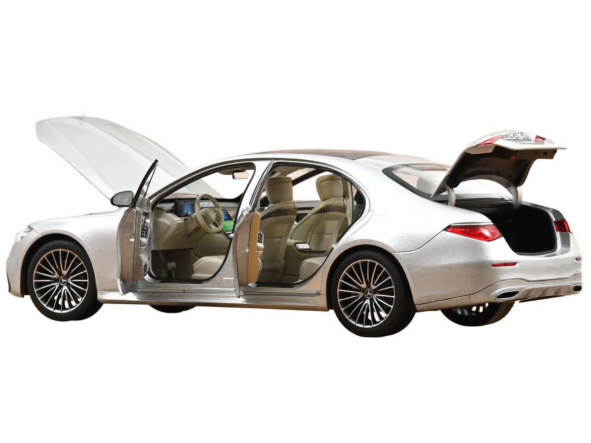 2021 Mercedes-Benz S-Class AMG Line Silver Metallic with Sunroof 1/18 Diecast Model Car by Norev-0