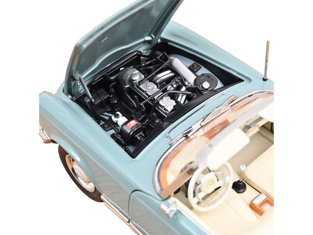 1963 Mercedes-Benz 230 SEL Horizon Blue with Cream Interior 1/18 Diecast Model Car by Norev-2