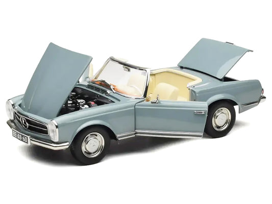 1963 Mercedes-Benz 230 SEL Horizon Blue with Cream Interior 1/18 Diecast Model Car by Norev-0