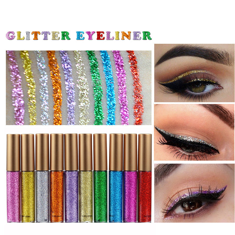 HANDAIYAN Brand 1 Pcs Glitter Liquid Eyeliner Pen 10 Colors Metallic Shine Eye Shadow & Liner Combination Pencil Eyes Makeup CJD