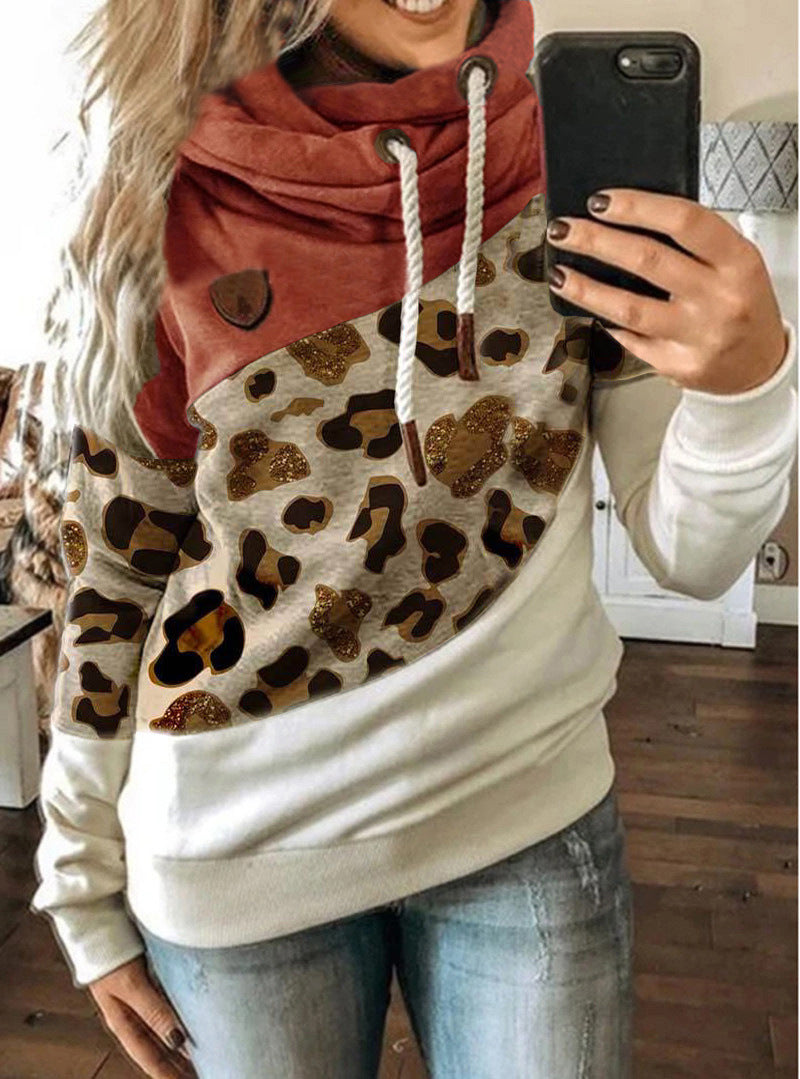 Printed stitching hooded fleece loose sweatshirt Best YouTube Store