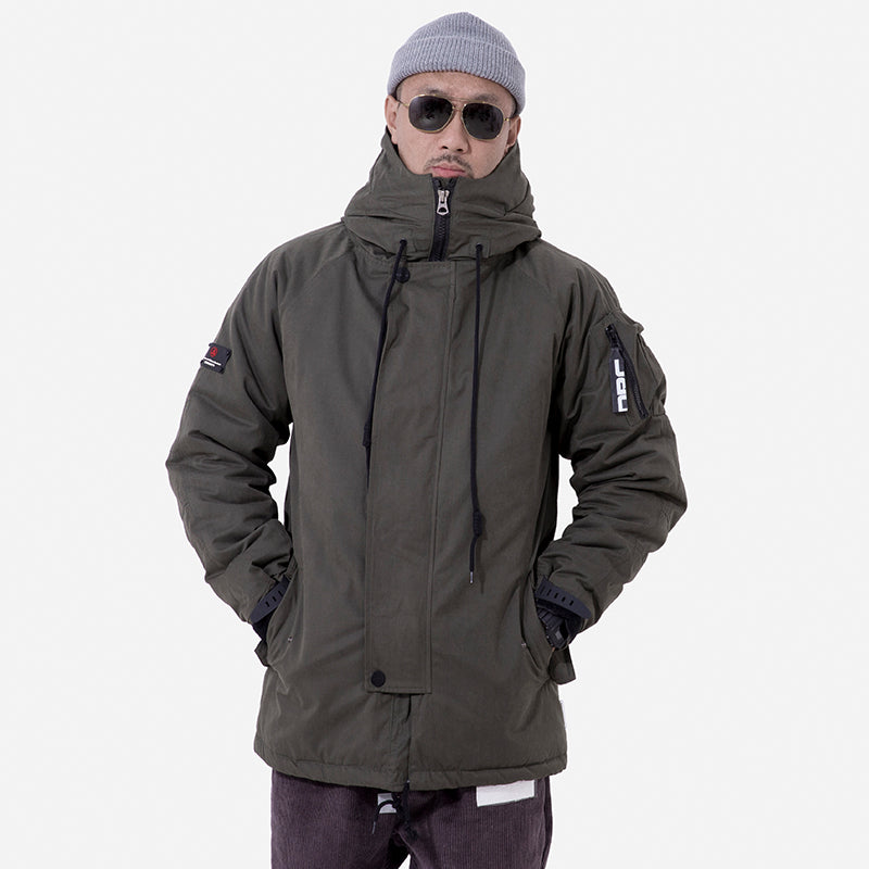 Men's Mid-Length Thick Cotton-Padded Jacket Accent Plus