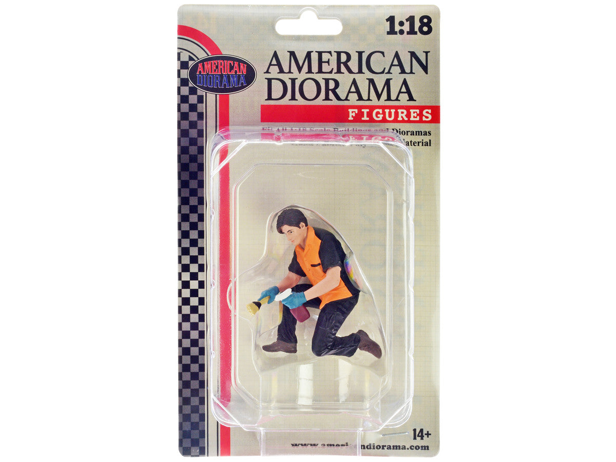 "Detail Masters" Figure 1 (Wheel Cleaning) for 1/18 Scale Models by American Diorama American Diorama