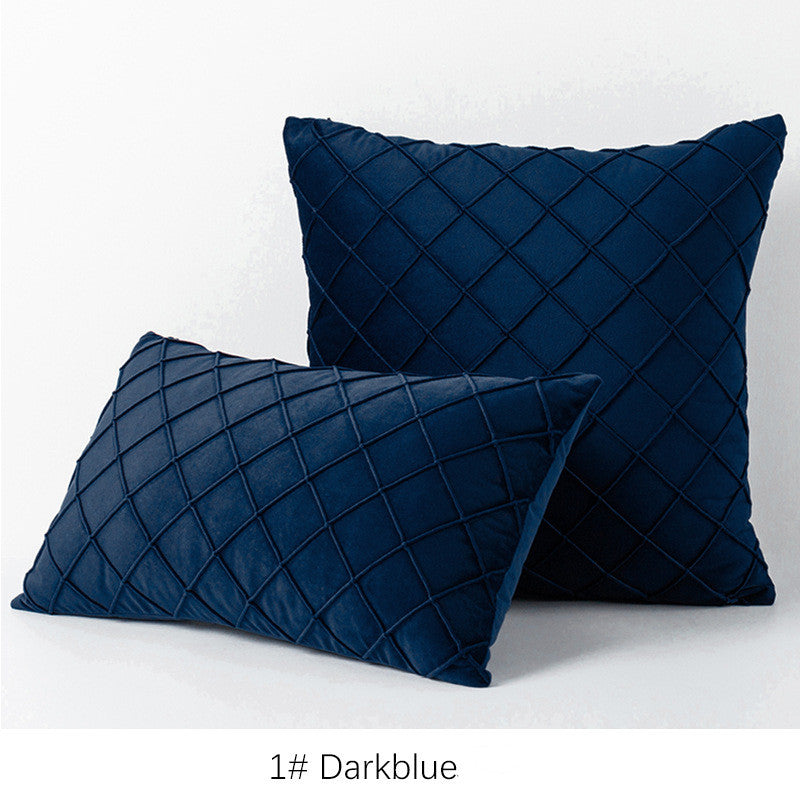 Diamond plaid velvet pillowcase