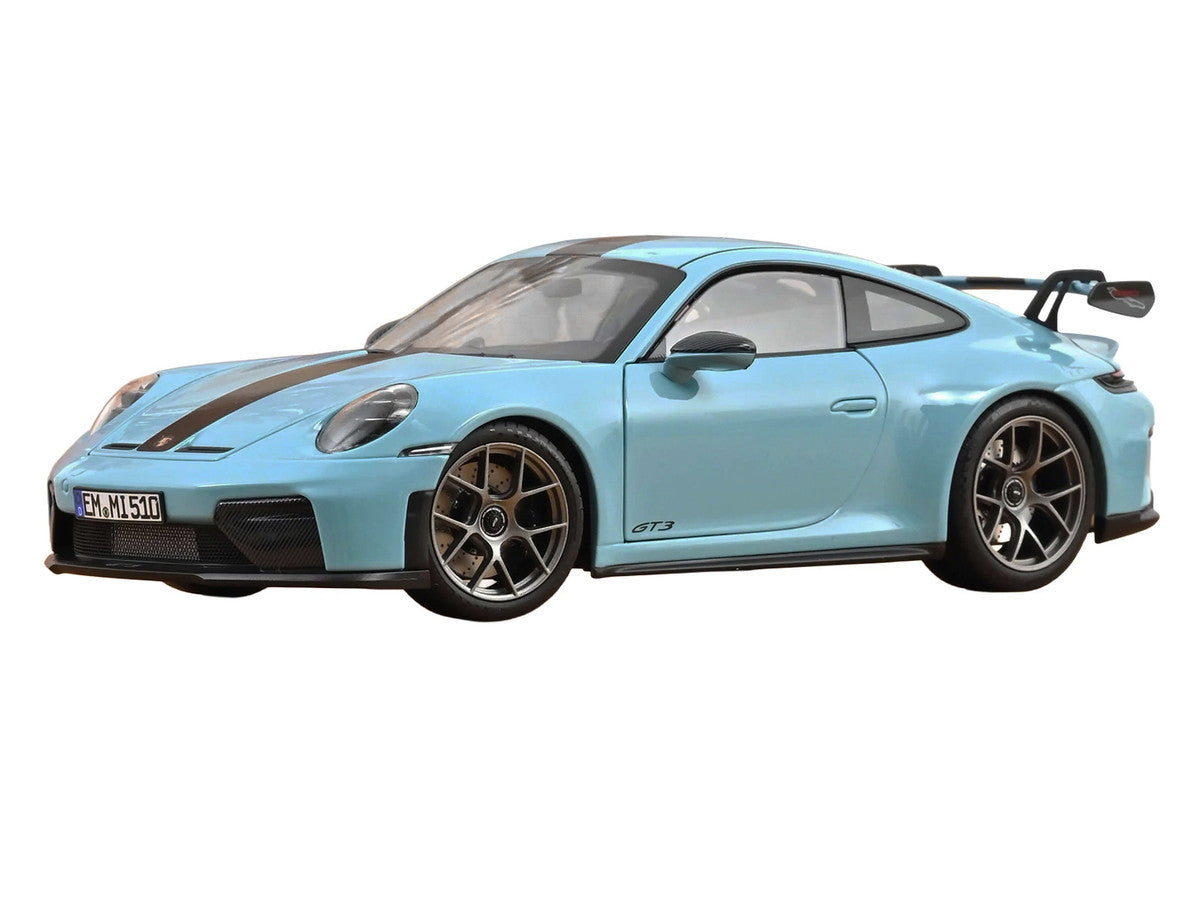 2025 Porsche 911 GT3 with Weissach Pack Gulf Blue with Carbon Stripe 1/18 Diecast Model Car by Norev Norev