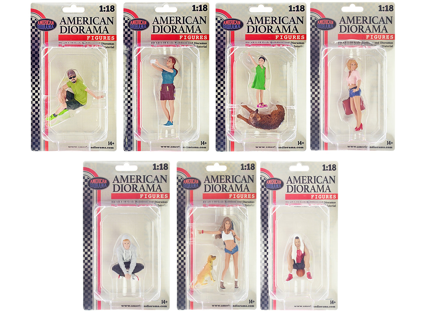 "Figure18 Series 1" 9 piece Figure Set for 1/18 Scale Models by American Diorama