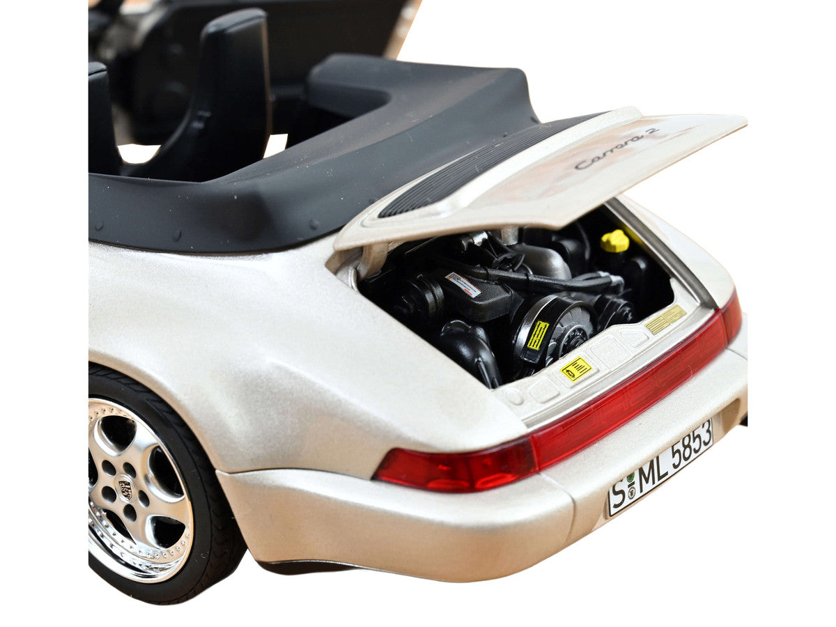 1992 Porsche 911 Carrera 2 Turbo Look Cabriolet Zermatt Silver Metallic 1/18 Diecast Model Car by Norev Norev