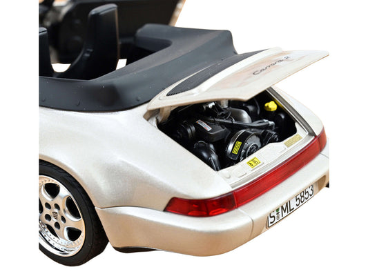 1992 Porsche 911 Carrera 2 Turbo Look Cabriolet Zermatt Silver Metallic 1/18 Diecast Model Car by Norev Norev