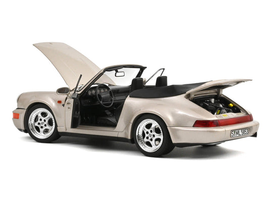 1992 Porsche 911 Carrera 2 Turbo Look Cabriolet Zermatt Silver Metallic 1/18 Diecast Model Car by Norev Norev
