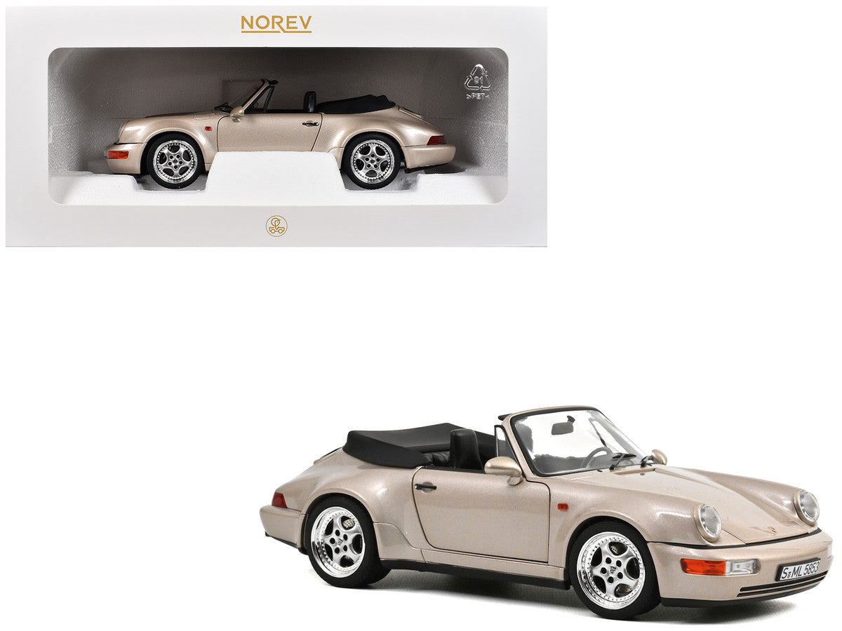 1992 Porsche 911 Carrera 2 Turbo Look Cabriolet Zermatt Silver Metallic 1/18 Diecast Model Car by Norev Norev