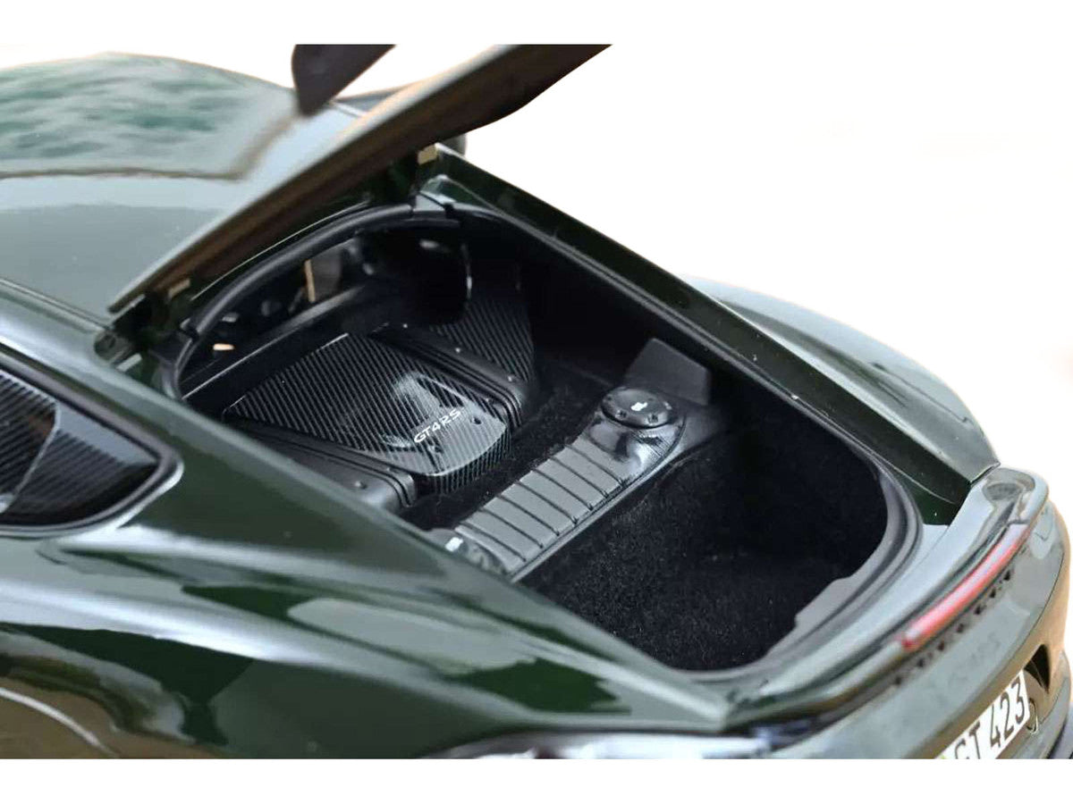 2023 Porsche Cayman GT4 RS Weissach Pack Brewster Green with Carbon Hood 1/18 Diecast Model Car by Norev Norev