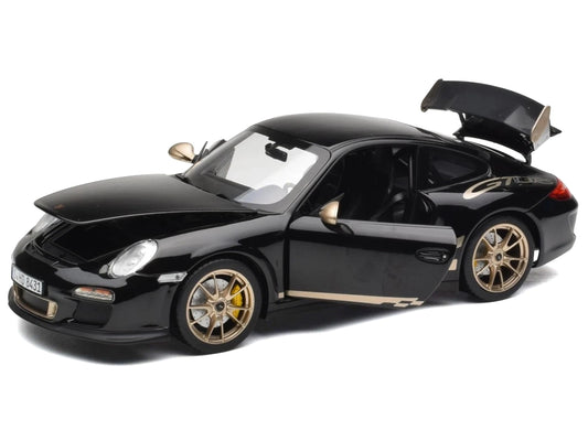 2009 Porsche 911 GT3 RS Black with Gold Accents and Wheels 1/18 Diecast Model Car by Norev