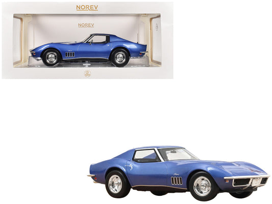 1969 Chevrolet Corvette Coupe Le Mans Blue Metallic with Blue Interior 1/18 Diecast Model Car by Norev Norev