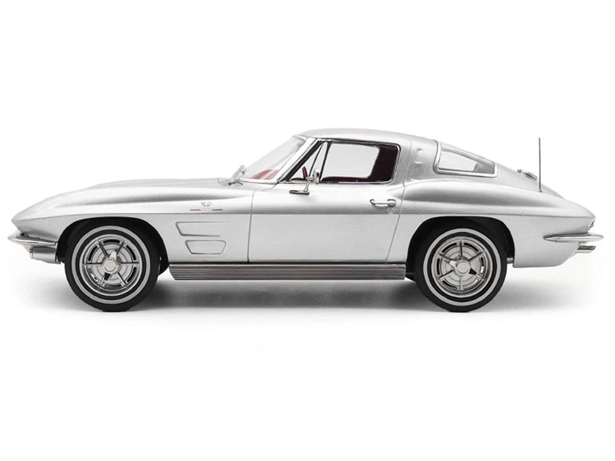1963 Chevrolet Corvette Sting Ray Sebring Silver Metallic with Red Interior 1/18 Diecast Model Car by Norev Norev