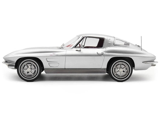 1963 Chevrolet Corvette Sting Ray Sebring Silver Metallic with Red Interior 1/18 Diecast Model Car by Norev Norev