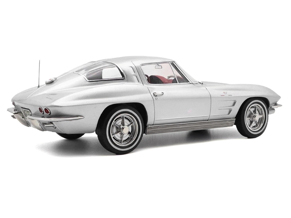 1963 Chevrolet Corvette Sting Ray Sebring Silver Metallic with Red Interior 1/18 Diecast Model Car by Norev Norev
