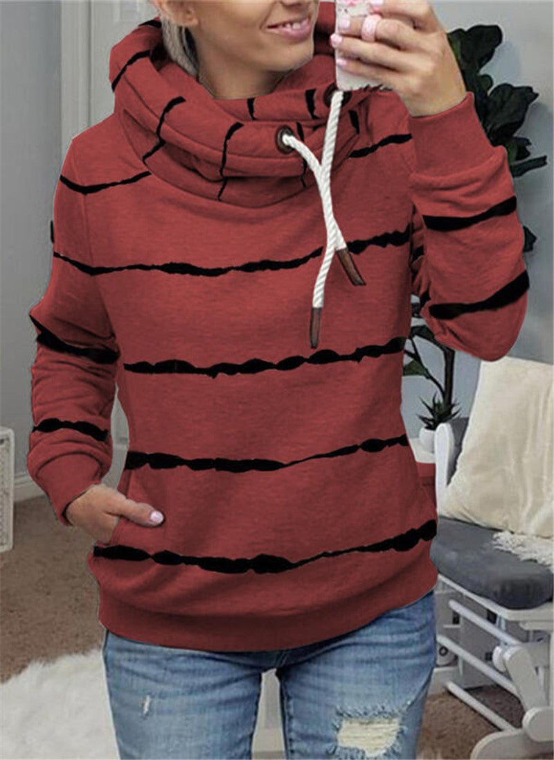 Printed Hooded Fleece Striped Sweatshirt Best YouTube Store