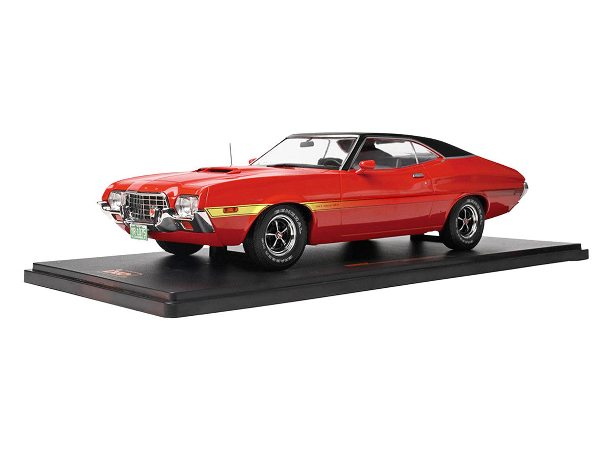 1972 Ford Gran Torino Sport 2-Door Red with Black Vinyl Top 1/18 Diecast Model Car by IXO Models-1