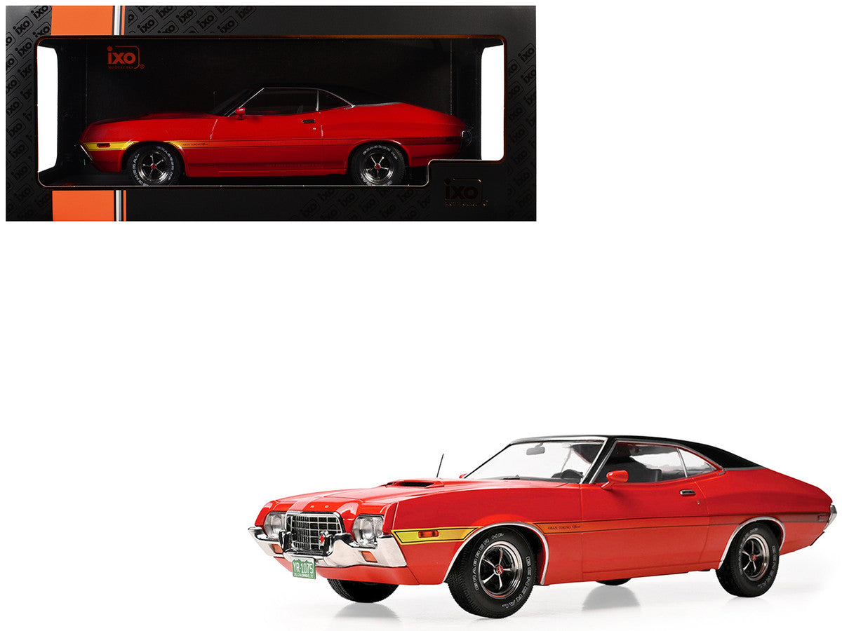 1972 Ford Gran Torino Sport 2-Door Red with Black Vinyl Top 1/18 Diecast Model Car by IXO Models-3