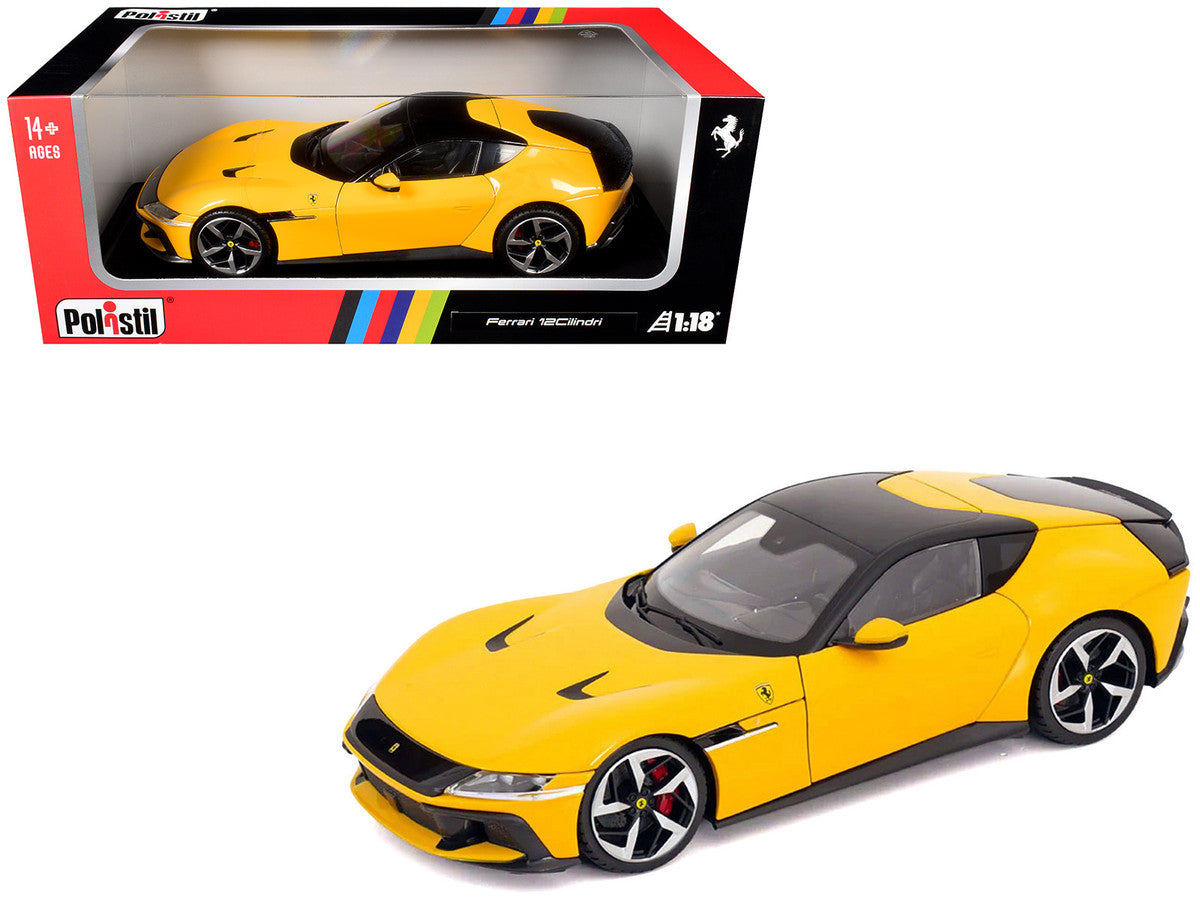 2024 Ferrari 12Cilindri Giallo Monza Yellow with Black Top 1/18 Diecast Model Car by Polistil Polistil