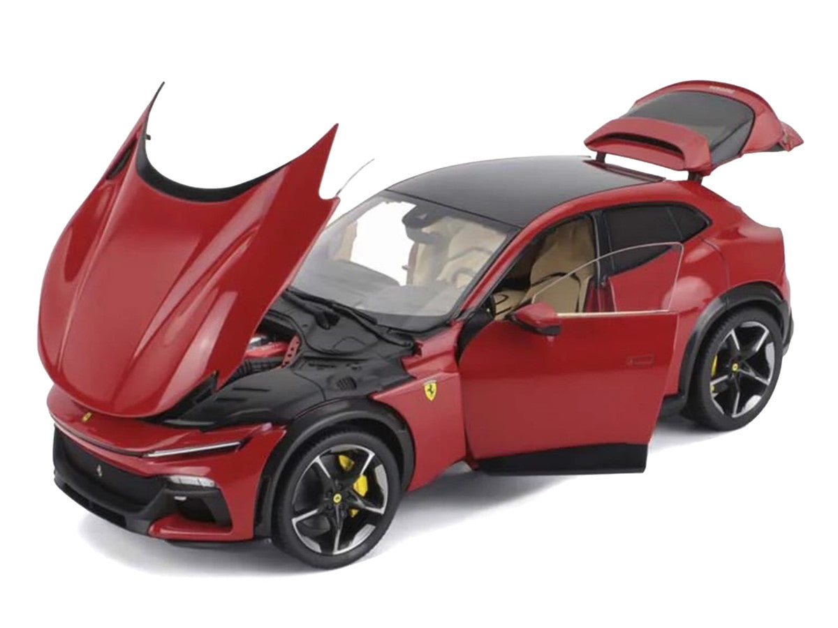 2022 Ferrari Purosangue Rosso Corsa Red with Black Top 1/18 Diecast Model Car by Polistil Polistil