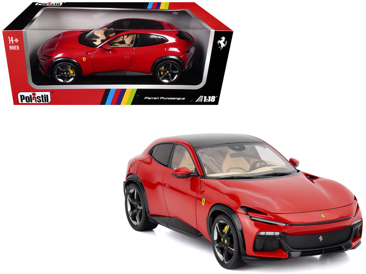2022 Ferrari Purosangue Rosso Corsa Red with Black Top 1/18 Diecast Model Car by Polistil Polistil