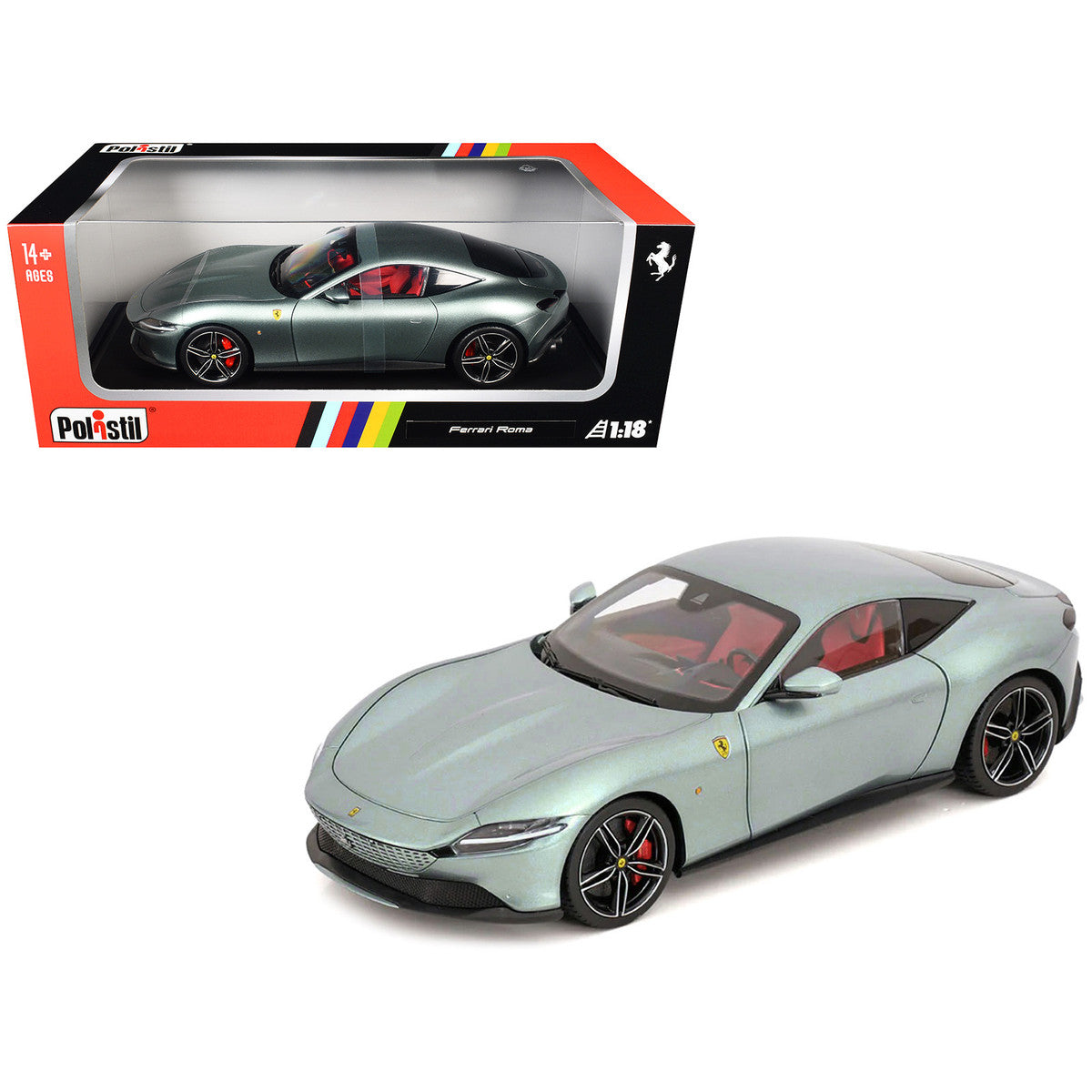 2019 Ferrari Roma Gray Metallic with Pink Interior 1/18 Diecast Model Car by Polistil-4