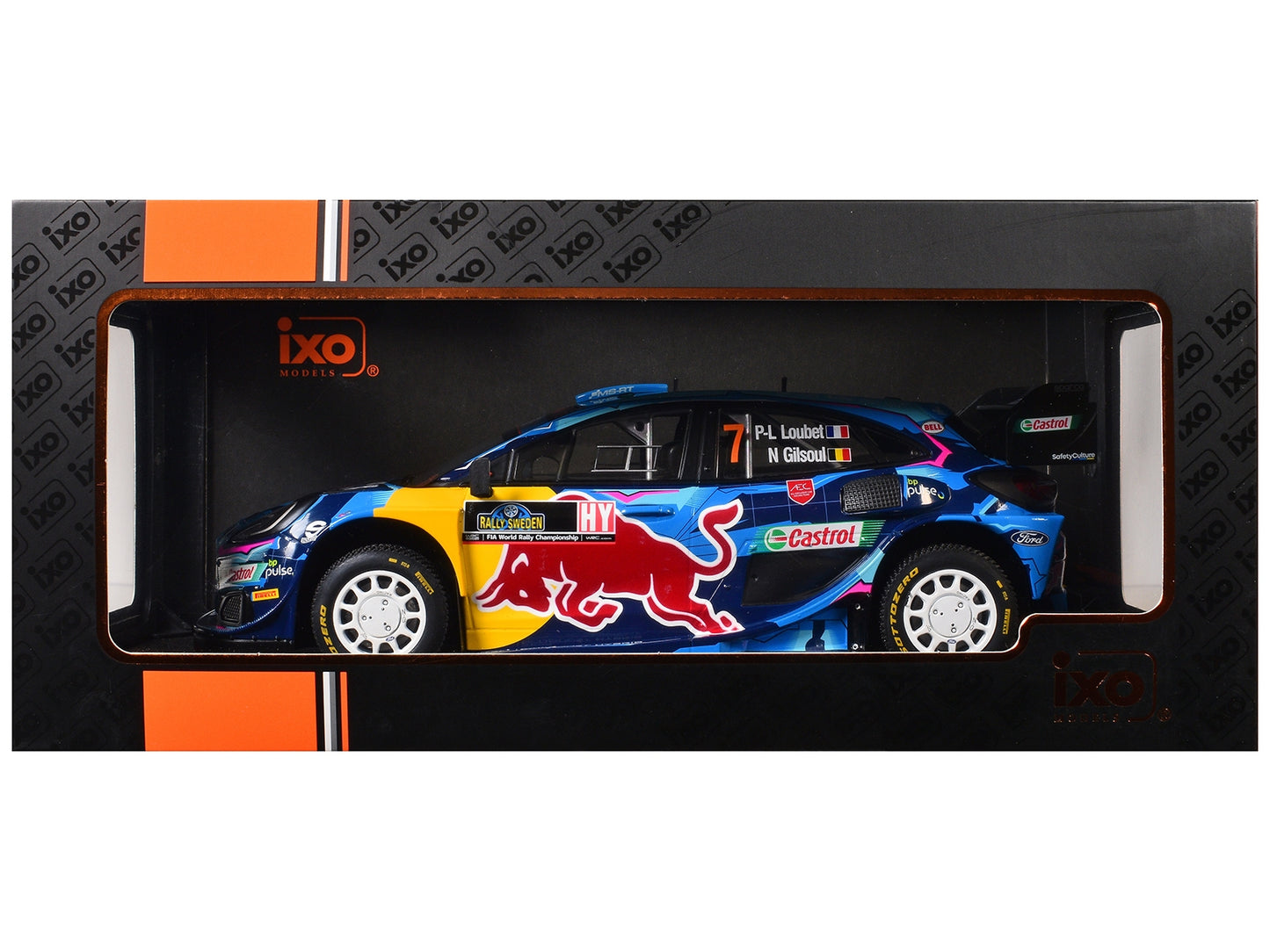 Ford Puma Rally1 #7 Pierre-Louis Loubet - Nicolas Gilsoul "Rally Sweden" (2023) 1/18 Diecast Model Car by IXO Models