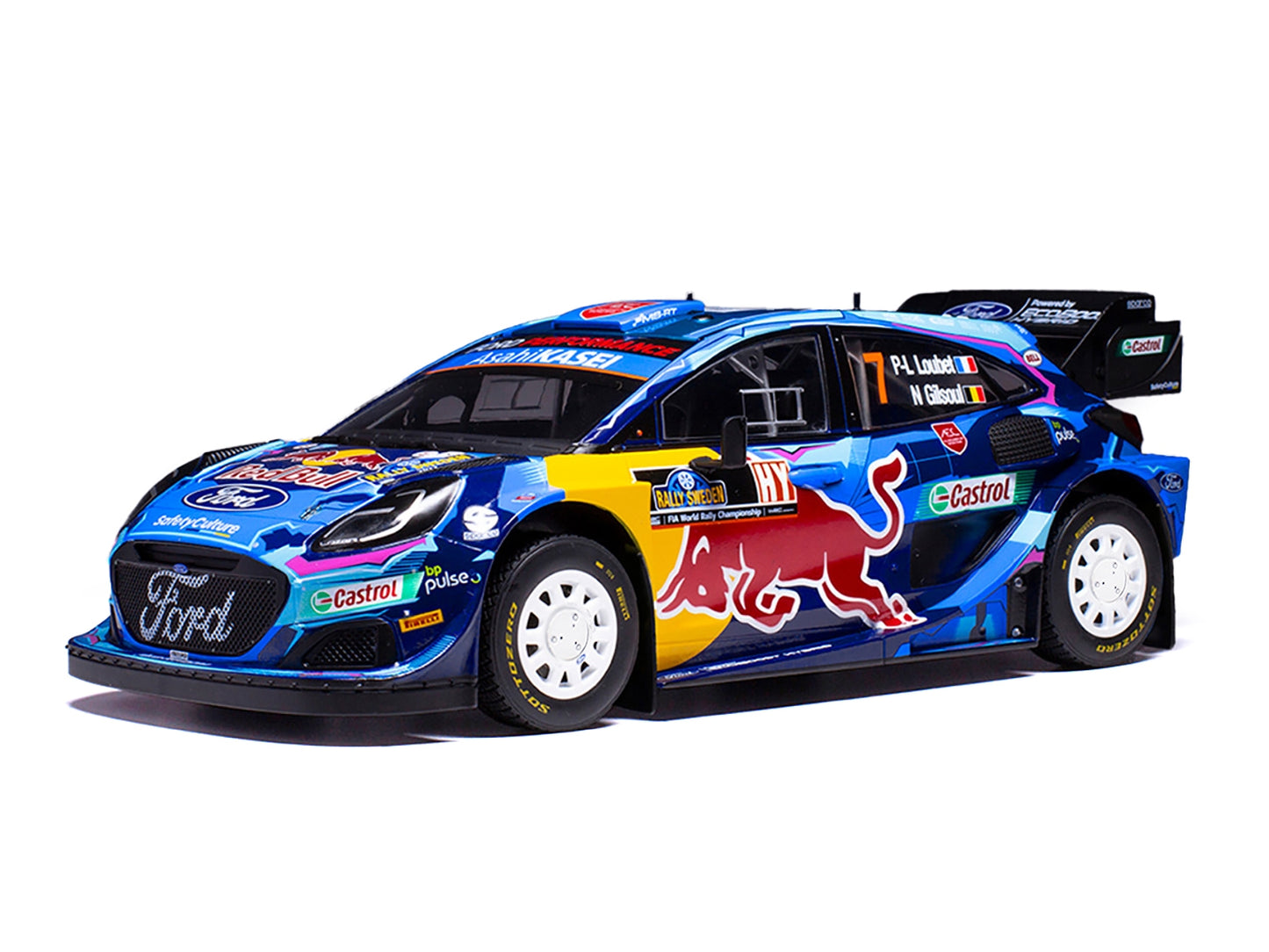 Ford Puma Rally1 #7 Pierre-Louis Loubet - Nicolas Gilsoul "Rally Sweden" (2023) 1/18 Diecast Model Car by IXO Models