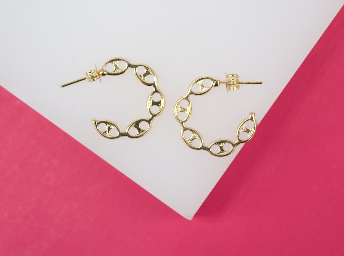 18K Gold Filled Mariner Style Open Hoop Earrings (K231, 232, 233) MIA Jewelry