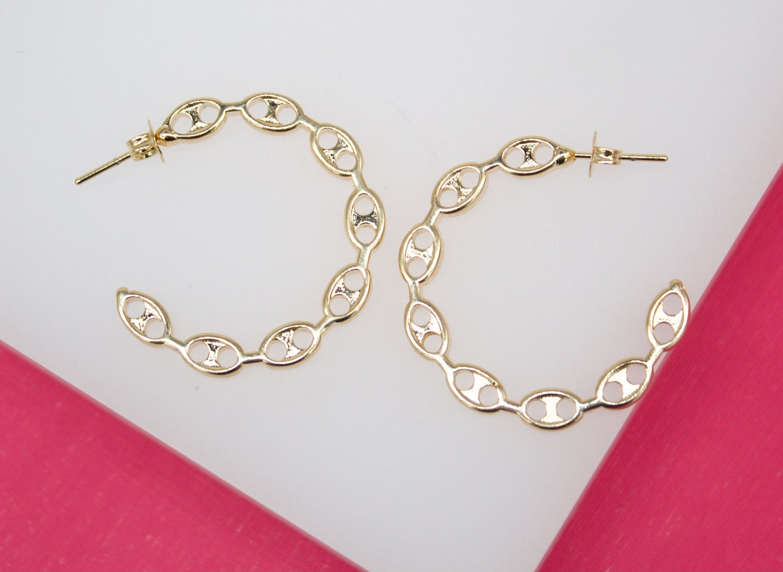 18K Gold Filled Mariner Style Open Hoop Earrings (K231, 232, 233) MIA Jewelry