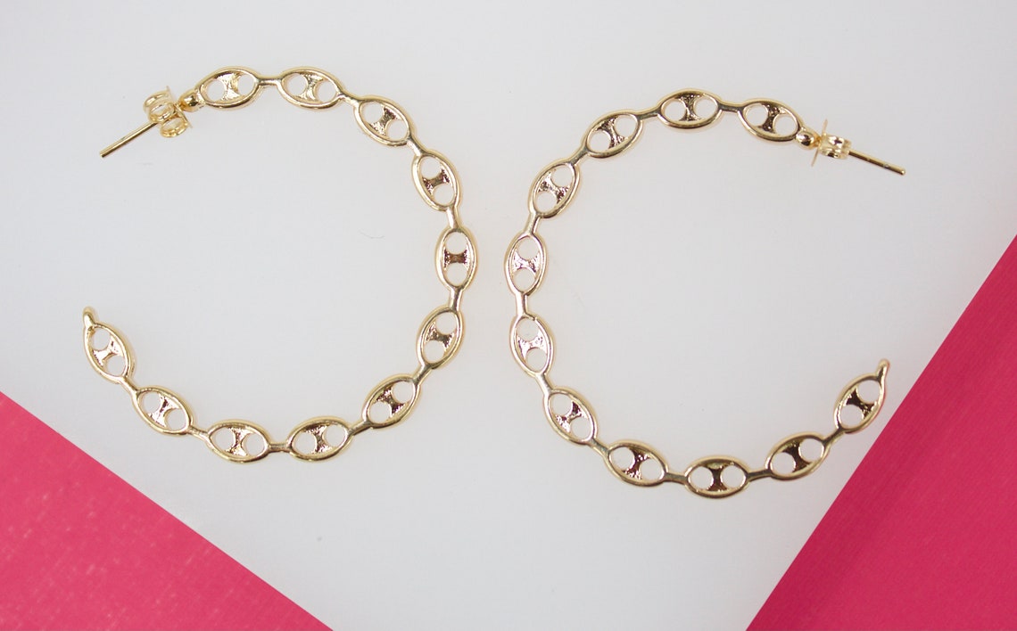 18K Gold Filled Mariner Style Open Hoop Earrings (K231, 232, 233) MIA Jewelry