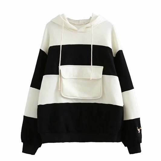 Striped Panel Hoodie