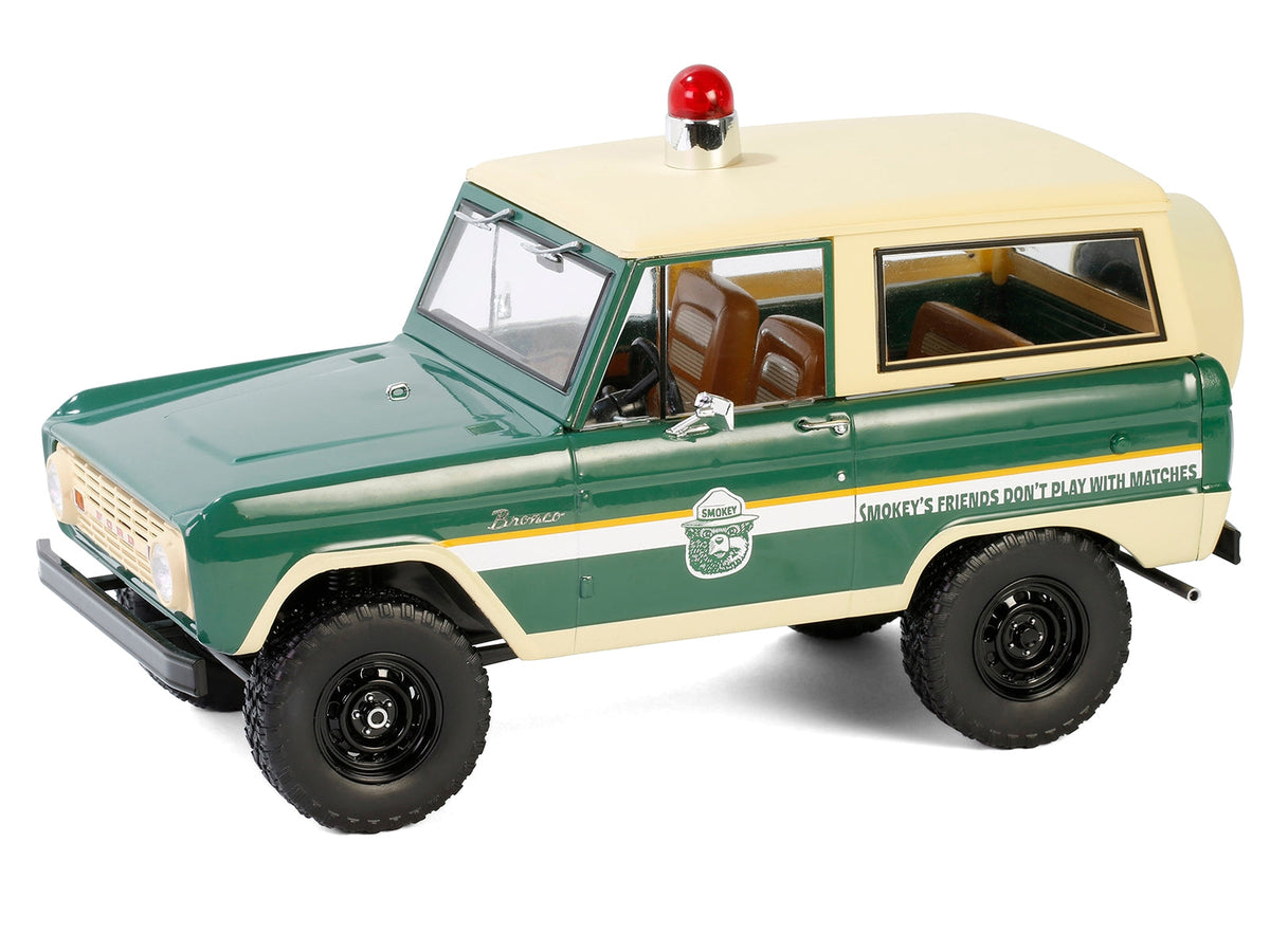 1967 Ford Bronco "Smokey Bear Forest Ranger" Green and Cream with White Stripes "Artisan Collection" 1/18 Diecast Model Car by Greenlight W2B