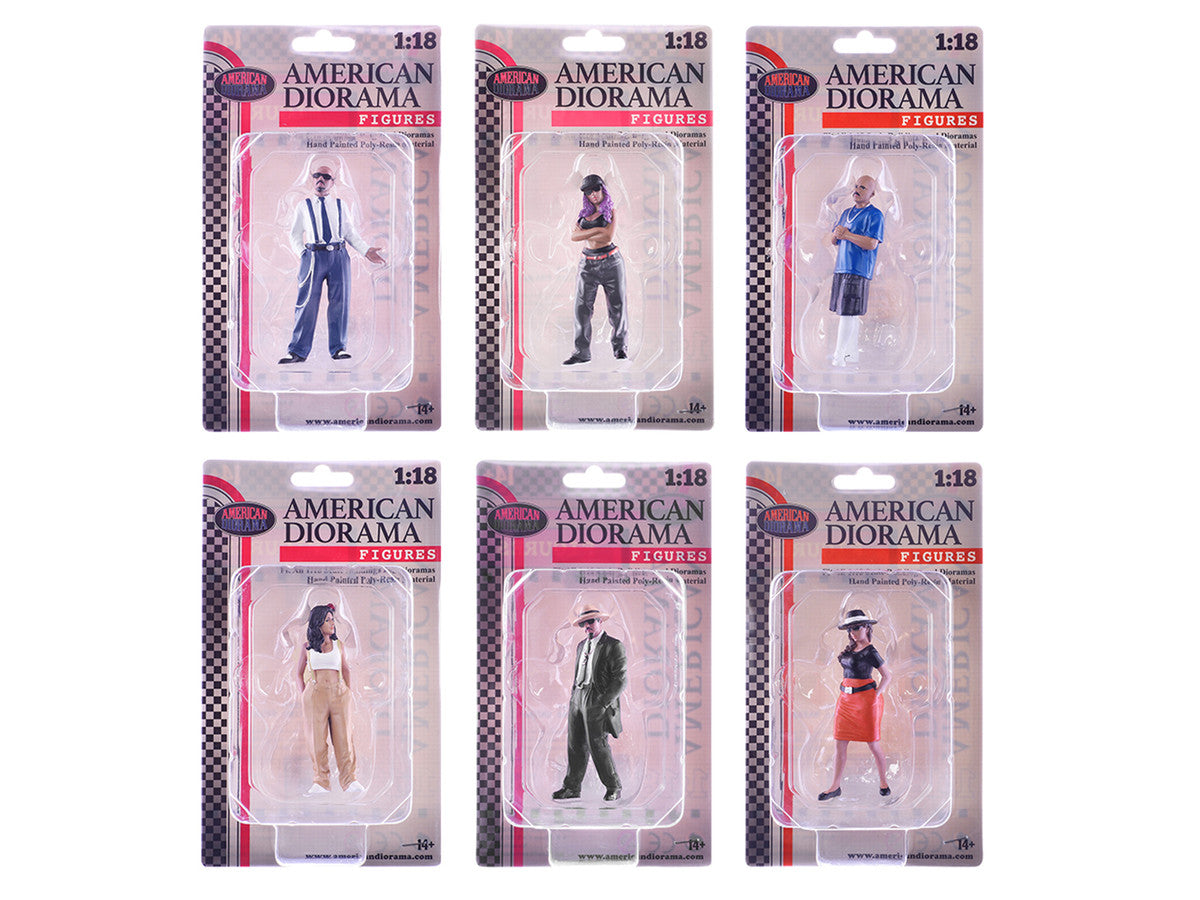 "Hanging Out 3" 6 piece Figure Set for 1/18 Scale Models by American Diorama American Diorama